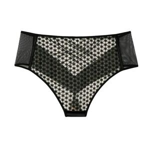 NEW Victoria's Secret Luxe Starburst High Waisted Thong Panties M Black Mesh NWT